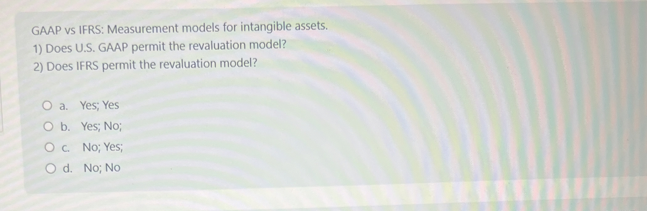  GAAP Vs IFRS: Measurement models for intangible assets. Does U.S. GAAP