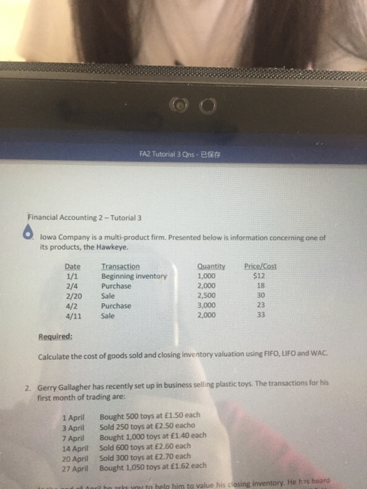  FAZ Tutorial 3 Ons- Financial Accounting 2-Tutorial 3 lowa Company is