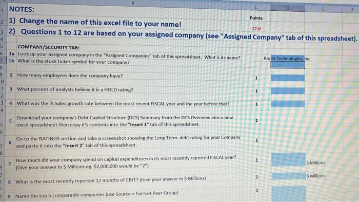 give information about Roper technology from factset NOTES: 1) Change the name