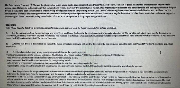  Please include formulas!!! I will like your response! Thanks! The Coco