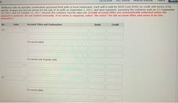  CALCULATOR FULL SCREEN PRINTER VERSION BACK Wildhorse sells its specialty combination