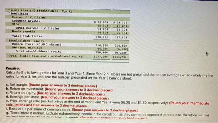 e on both year 3 and 4, g on both year 3