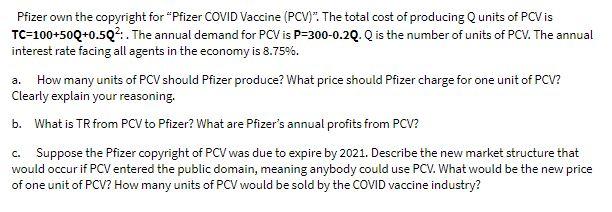 Pfizer the copyright for "Pfizer COVID Vaccine (PCV)". The total cost of