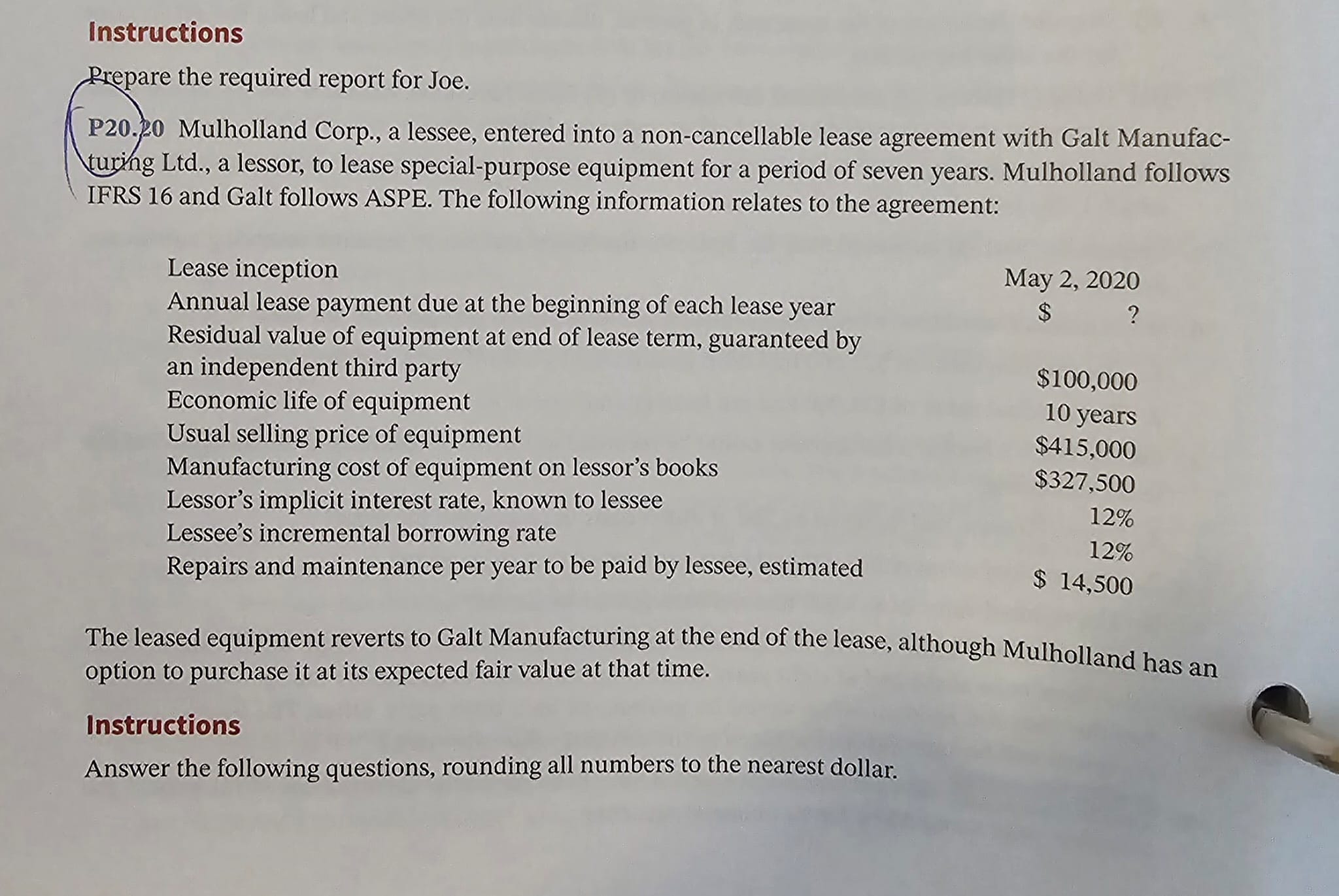  a. Using (1) time value of money tables, (2) a financial