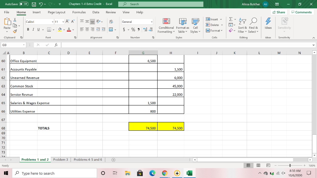 Alissa Butcher AB Ga X File Home Insert Page Layout Formulas Data