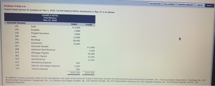  CALCULATOR PUL SCREEN PRINTER VERSION BACK NEXT 126 3.000 Problem 3-02A