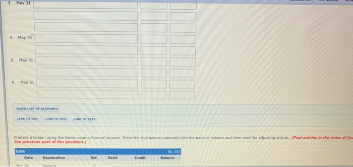 balance before adjustment on May 31 s as follows. CRANE'S HOTEL Trial