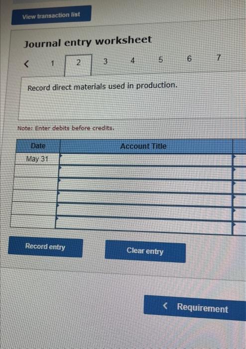 process. The following information is avallable regarding its May inventories: The following