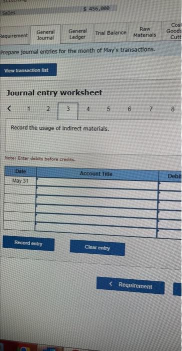 additional information describes the company's production activities for May Journal entry worksheet