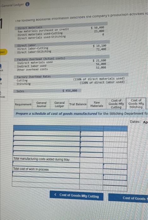 the month of May's transactions. Journal entry worksheet 12345 Record overhead costs