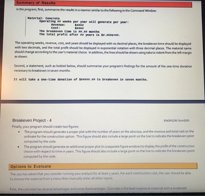 team then should be able to perform several complete Breakeven Analyses in