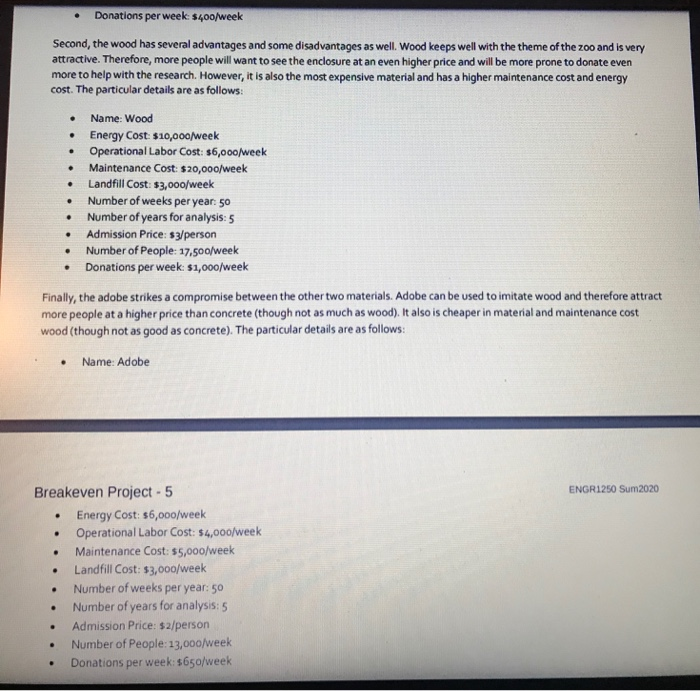 To begin, your team must calculate the total cost of construction for