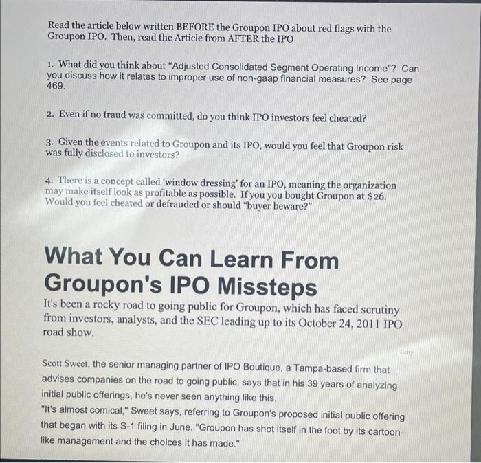  Read the article below written BEFORE the Groupon IPO about red