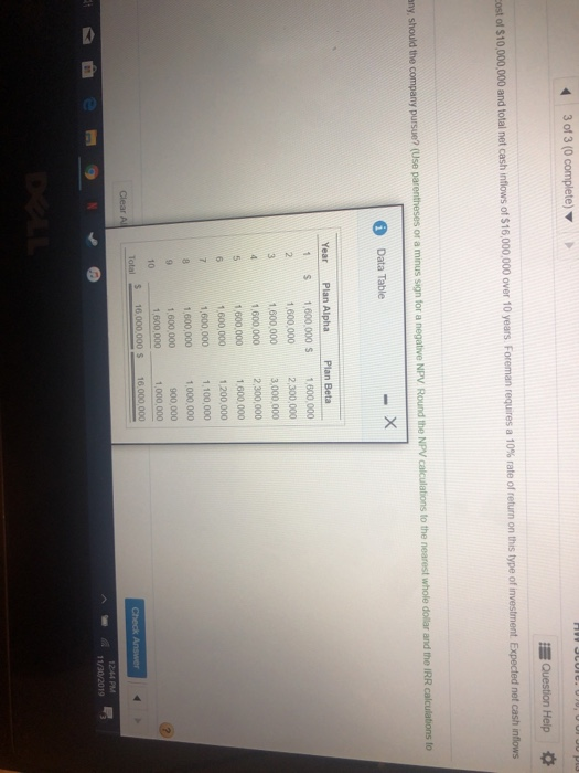 the NPV and IRR of the two plans. Which plan, if any."