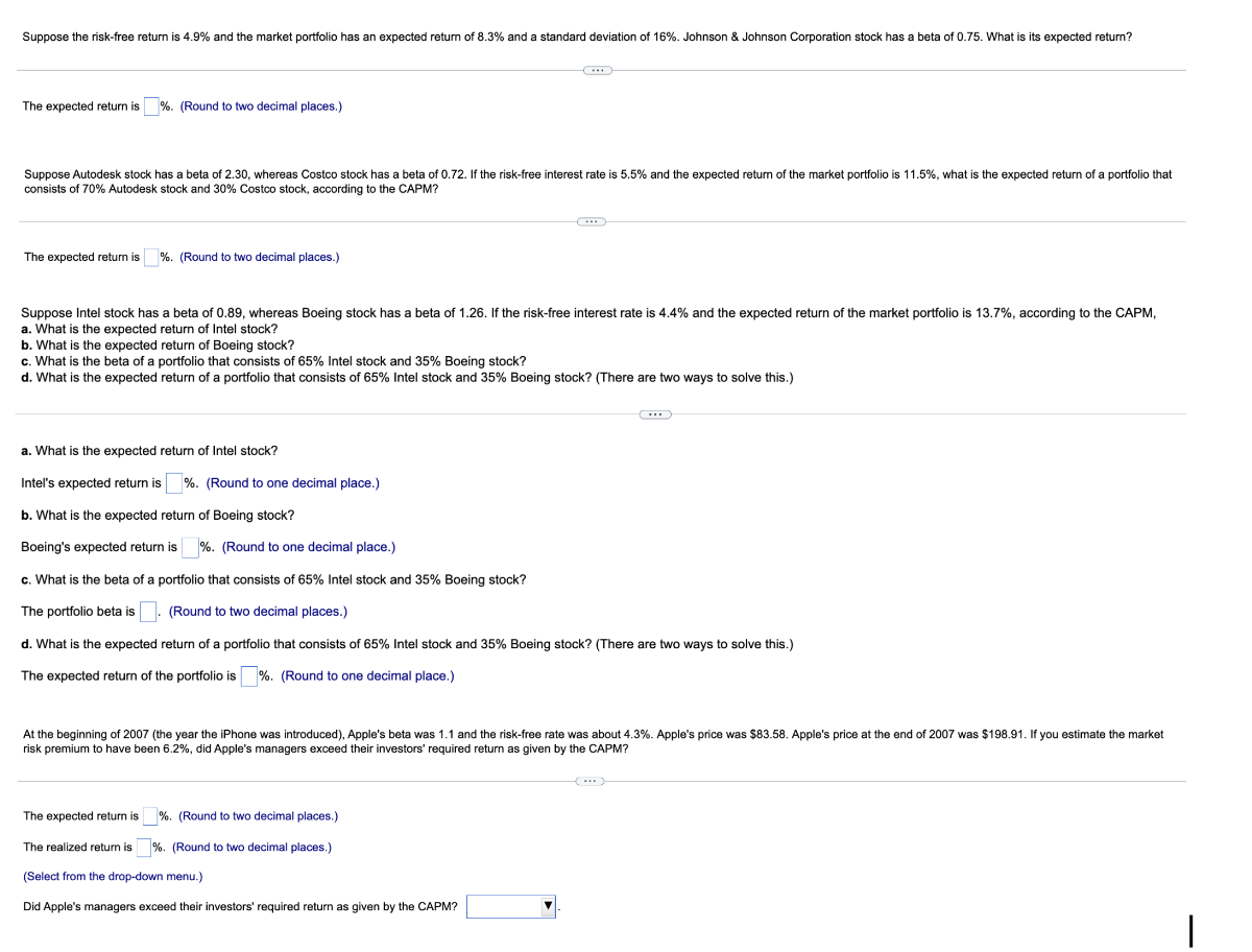 The expected return is \%. (Round to two decimal places.) consists