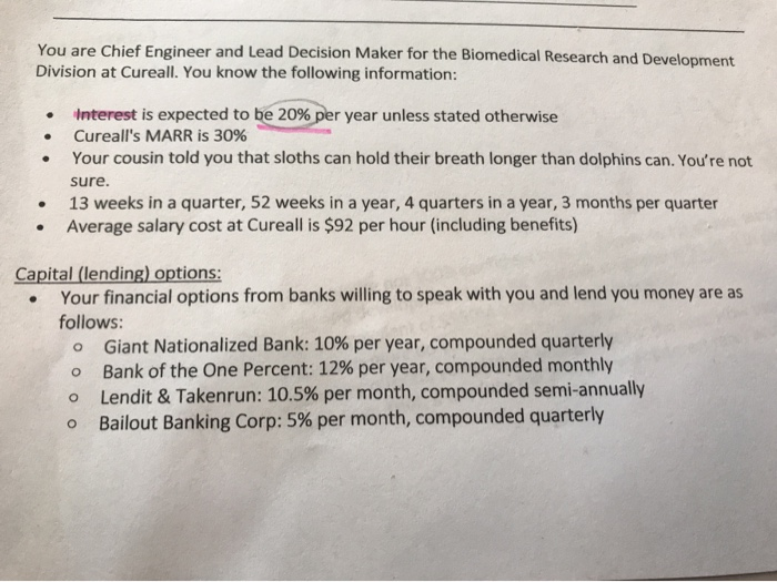  You are Chief Engineer and Lead Decision Maker for the Biomedical