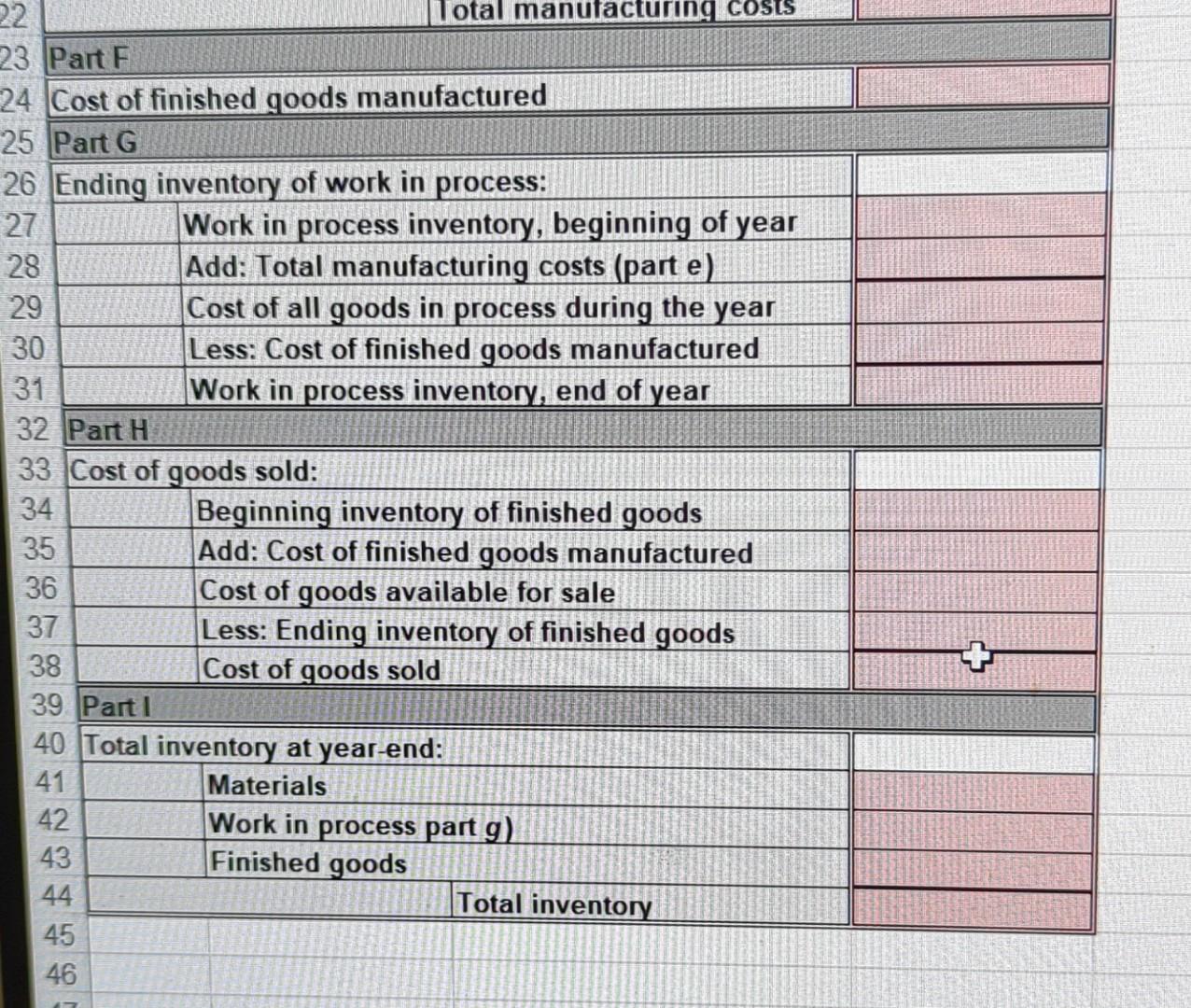 computations.) a. Purchases of direct materials. b. The cost of direct materials