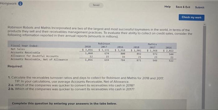 help please Homework saved Help Save & Exit Submit Check my work