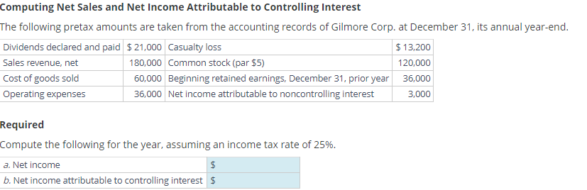  Computing Net Sales and Net Income Attributable to Controlling Interest The