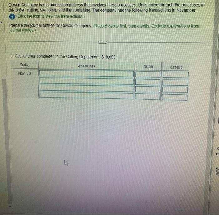 help pls Covan Company has a production process that involves three processes.