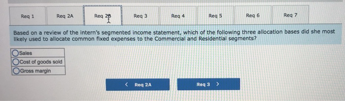 of the interns segmented income statement. a. How much of the companys