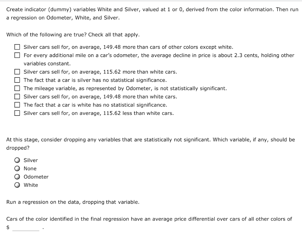 believes a car's sale price can be predicted from the car's mileage