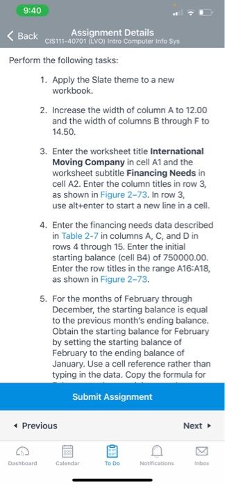 g: 40 < Back Assignment Details perform the following tasks: . Apply