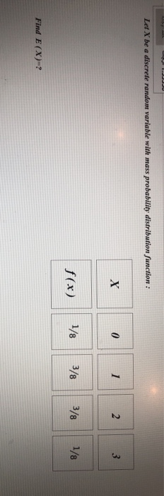  Let X be a discrete random variable with mass probability distribution