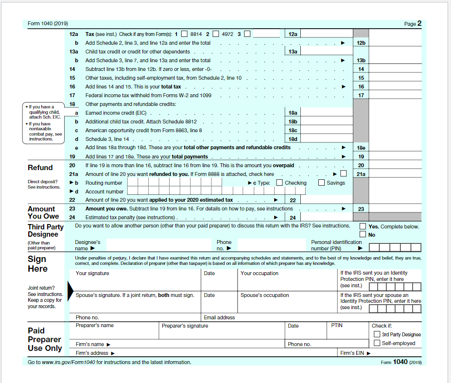 Income and Adjustment to income: form 1040 schedule 1 4) Additional Taxes: