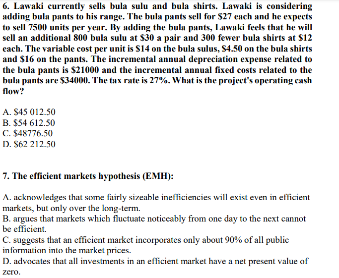 years. The annual profit for the year (or period) from this project