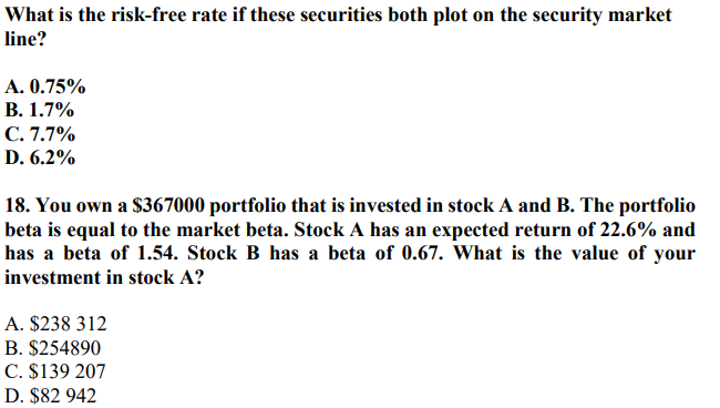 AAR is less than 30%. 3. You are considering an investment for