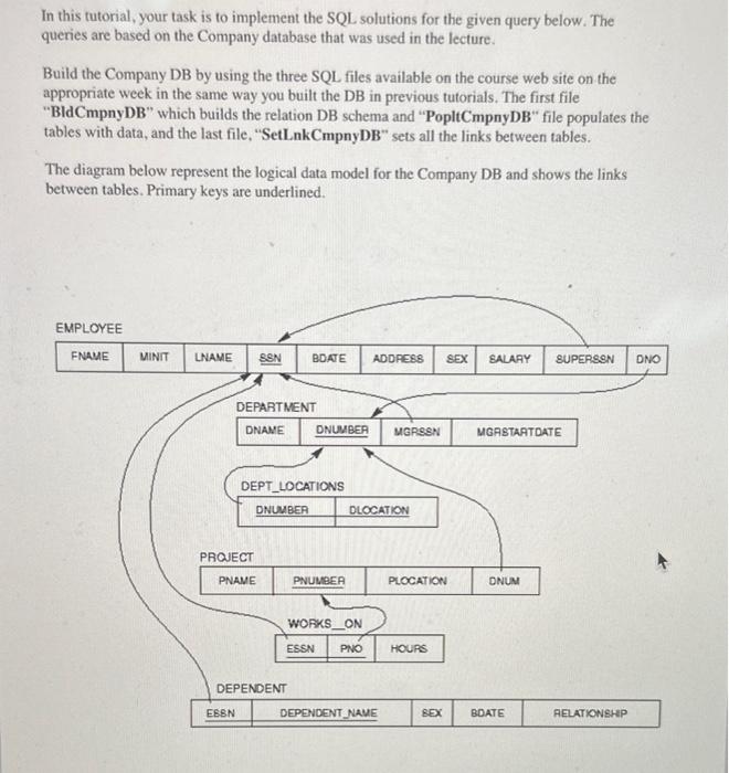 for the given query below. The queries are based on the Company