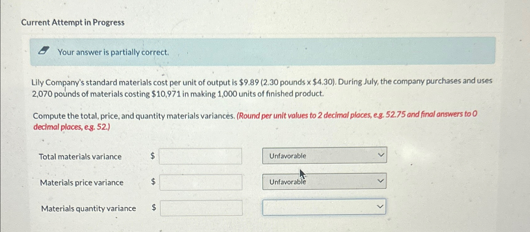  Current Attempt in Progress 6 Your answer is partially correct. Lily