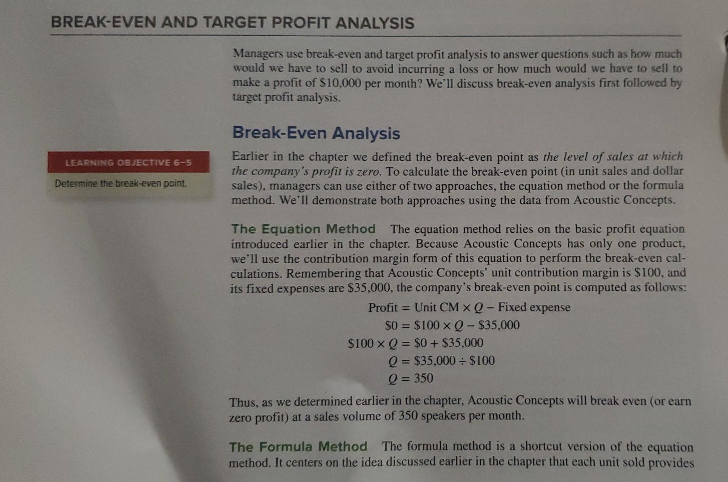 of the following managerial accounting techniques, read the definition provided in your