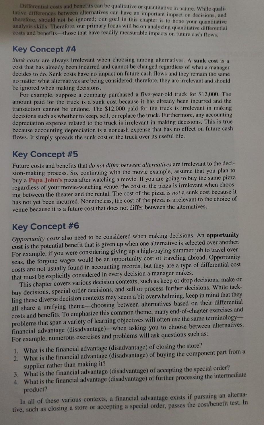220 - 221, 232) 2. Budget (pg. 334) 3. Differential Analysis: Relevant