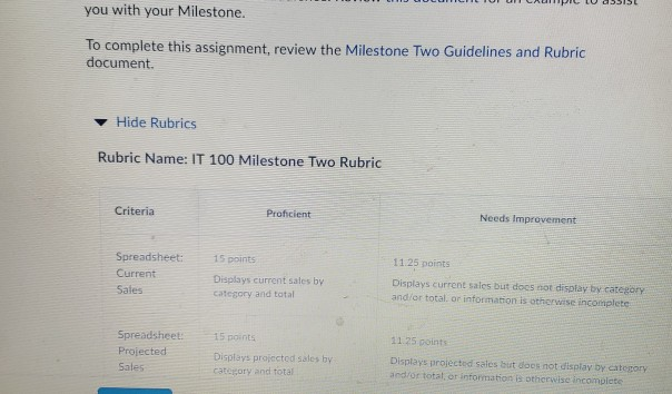 you with your Milestone. To complete this assignment, review the Milestone
