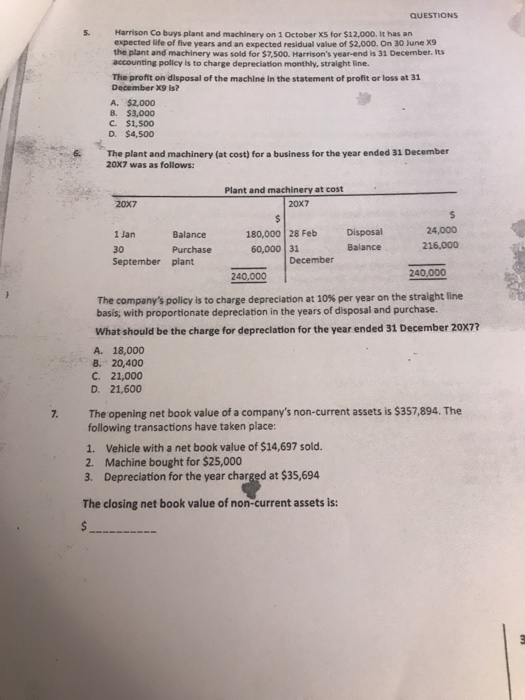 1. Mark acquired a new computer on 1 October X4 for $57,500