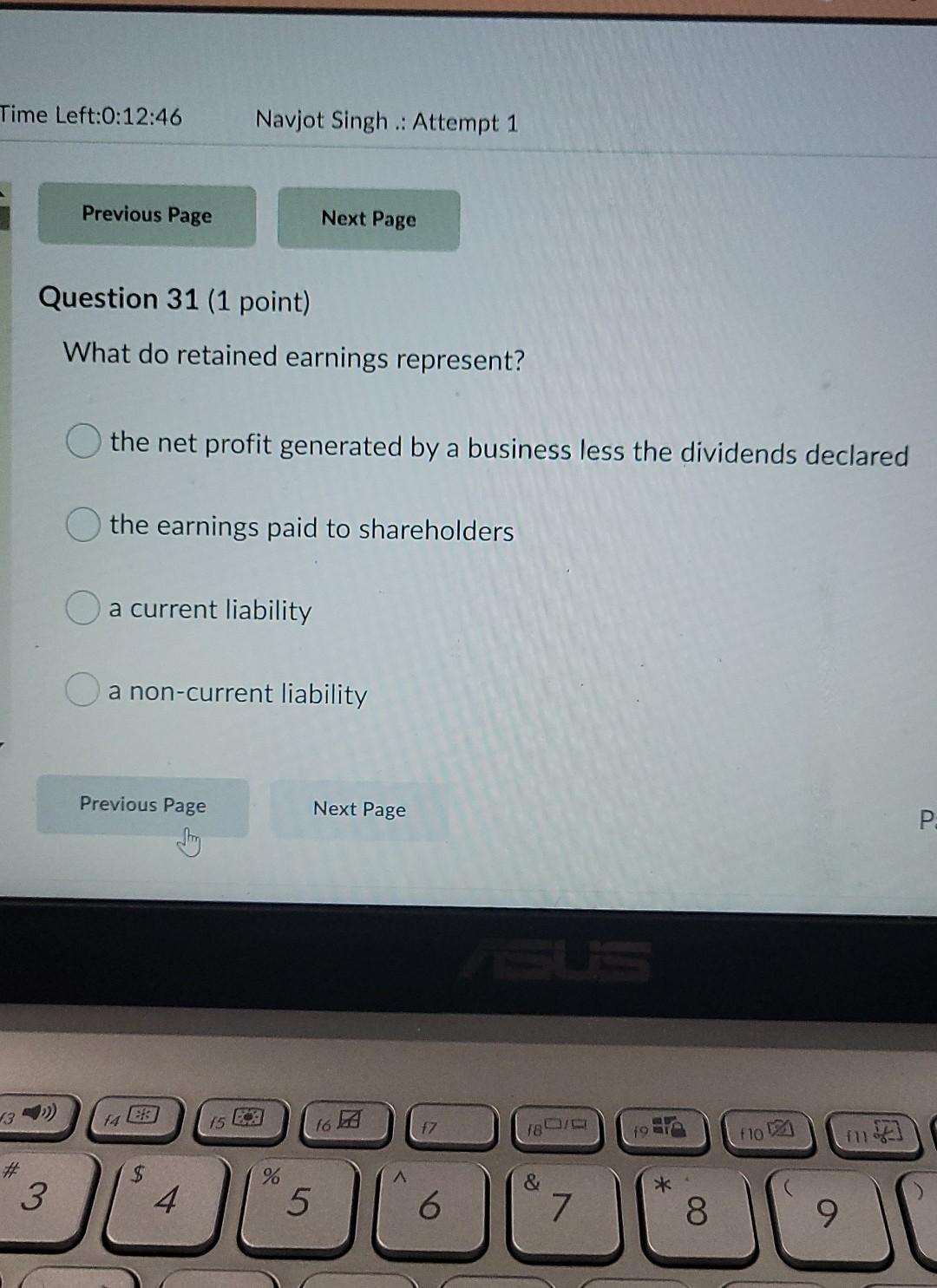  Time Left:0:12:46 Navjot Singh .. Attempt 1 Previous Page Next Page