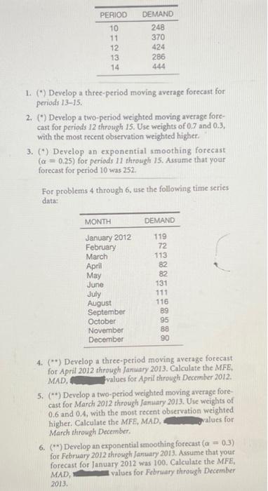 Add step by step please 1. (") Develop a three-period moving average