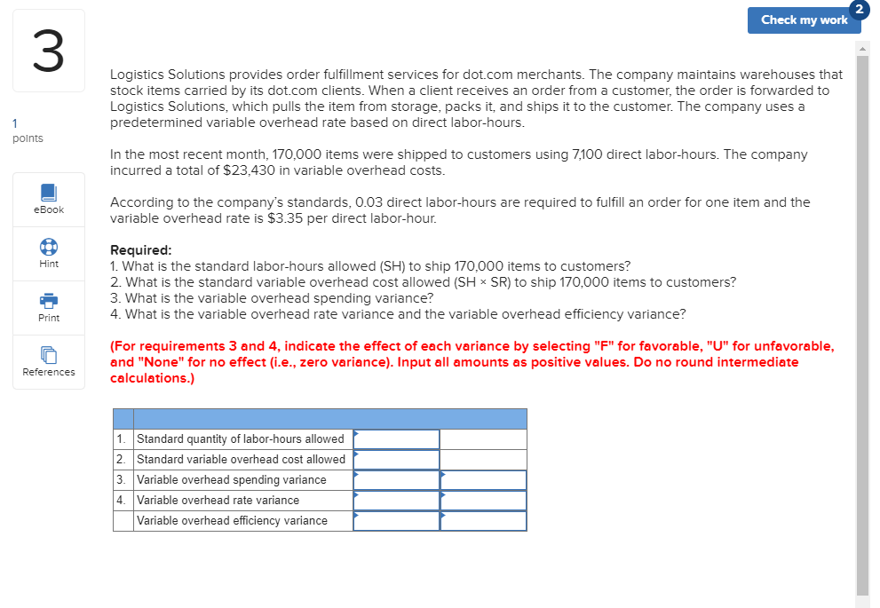  Check my work Logistics Solutions provides order fulfillment services for dot.com