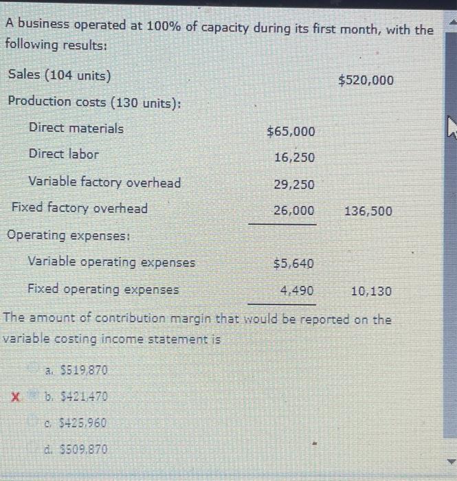 month and incurred the following costs: If 1,900 units remain unsold at