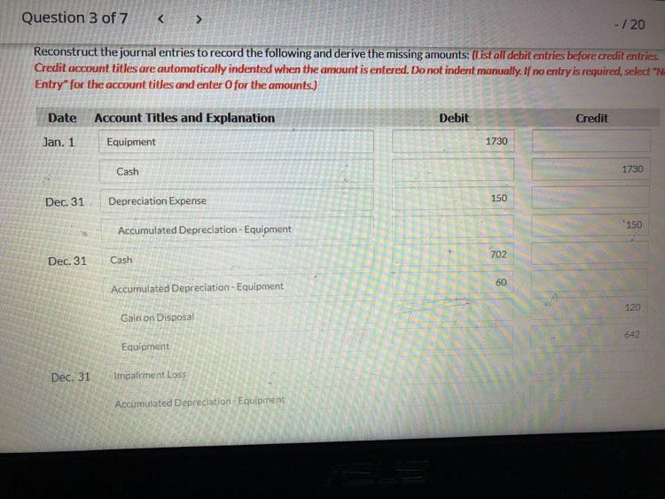 relating to equipment that was purchased for cash by a company on