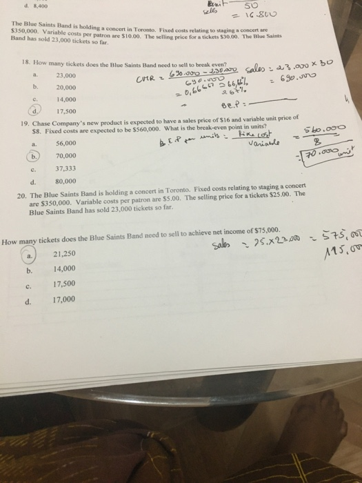 (300 Ovo + 120 $(20,000) - 80.000 d. $ 150,000 15. The