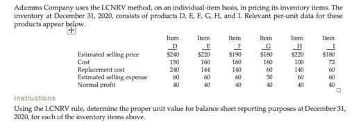  please clearly show the work and solution Adamms Company uses the