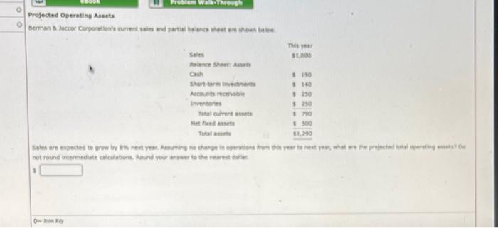  Projected Operating Assets