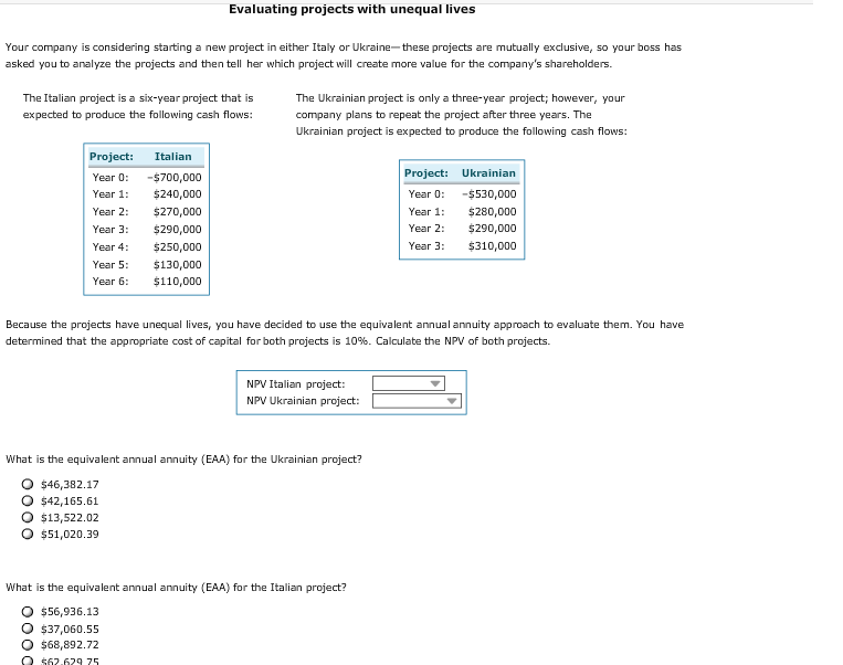  2. If the CFO uses the EAA approach to decide which