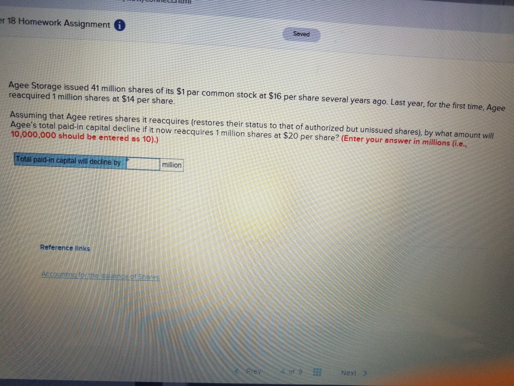  r 18 Homework Assignment 6 Saved Agee Storage issued 41 million