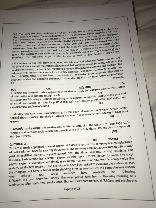 member of the team on the audit of Tapp Tapp (Pty) Ltd,