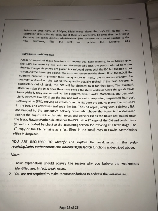 system and related internal controls in the cycle. Information pertaining to certain