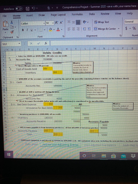 the dollars. 2. Show journal entries, adjusting entries and closing entries for